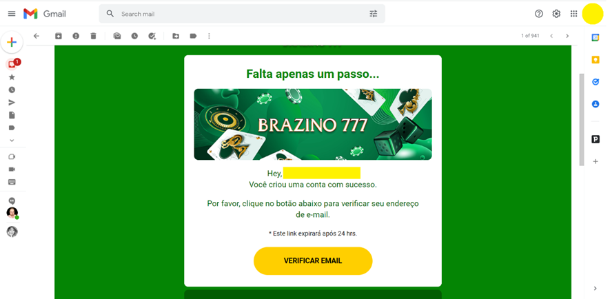 confirmar e mail brazino777