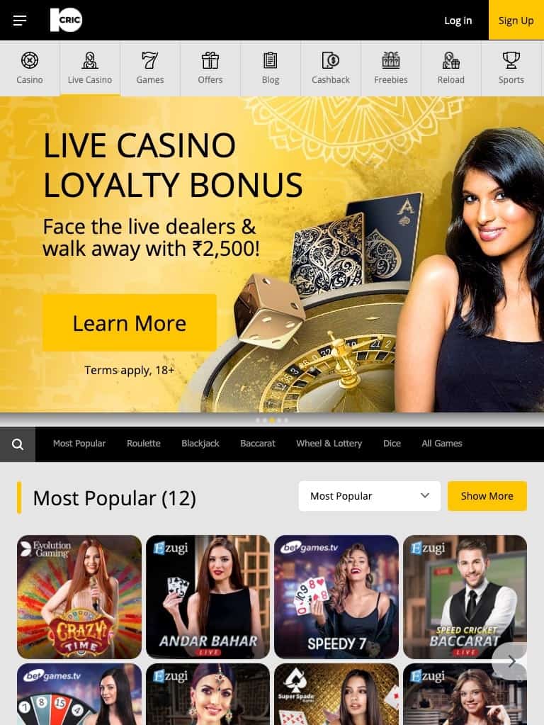 10cric live casino tablet
