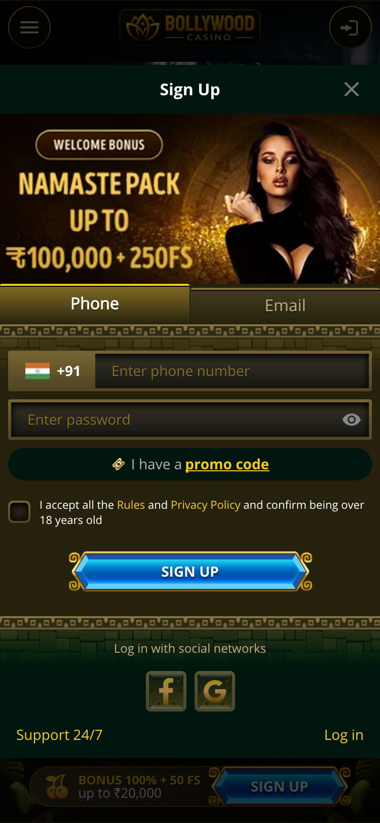 bollywood casino india register mobile