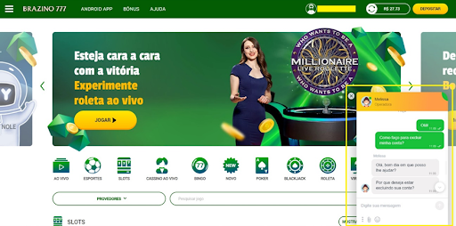 brazino777 conversa com atendente