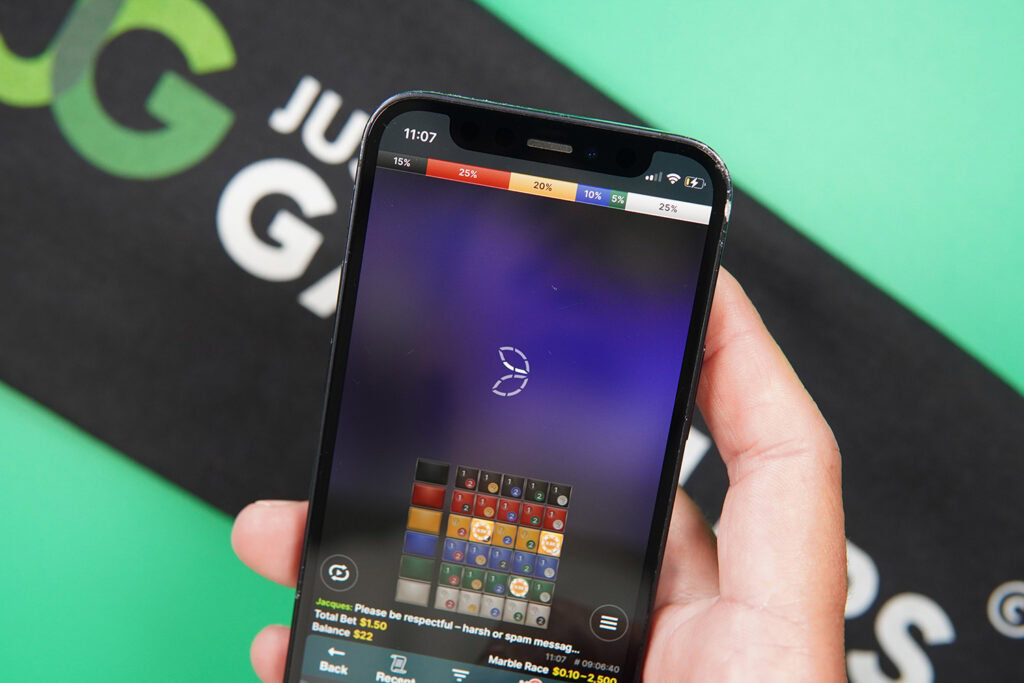 Photo of a live dealer game buffering in an online live casino. Good connection is important.