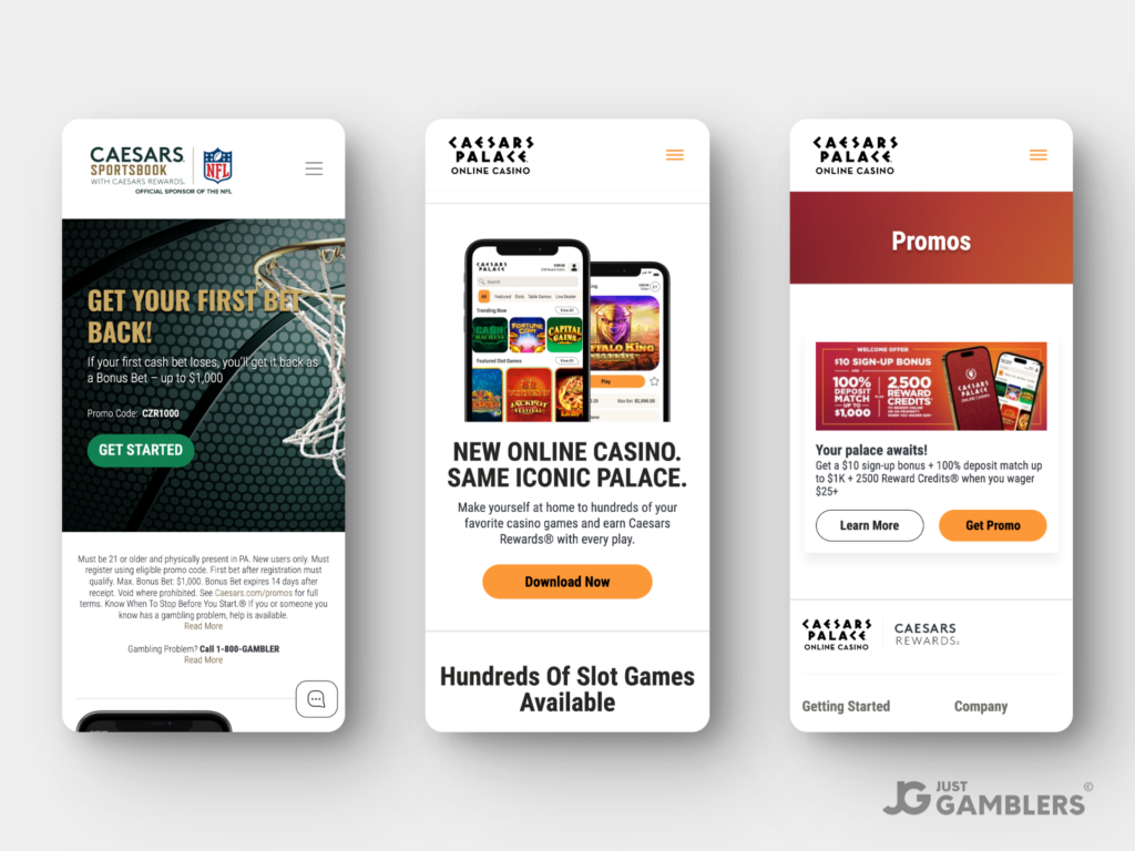 Caesars Gambling PA Product Preview Mobile