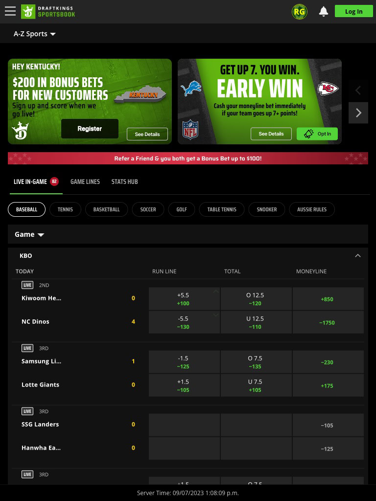 draftkings united states sports tablet