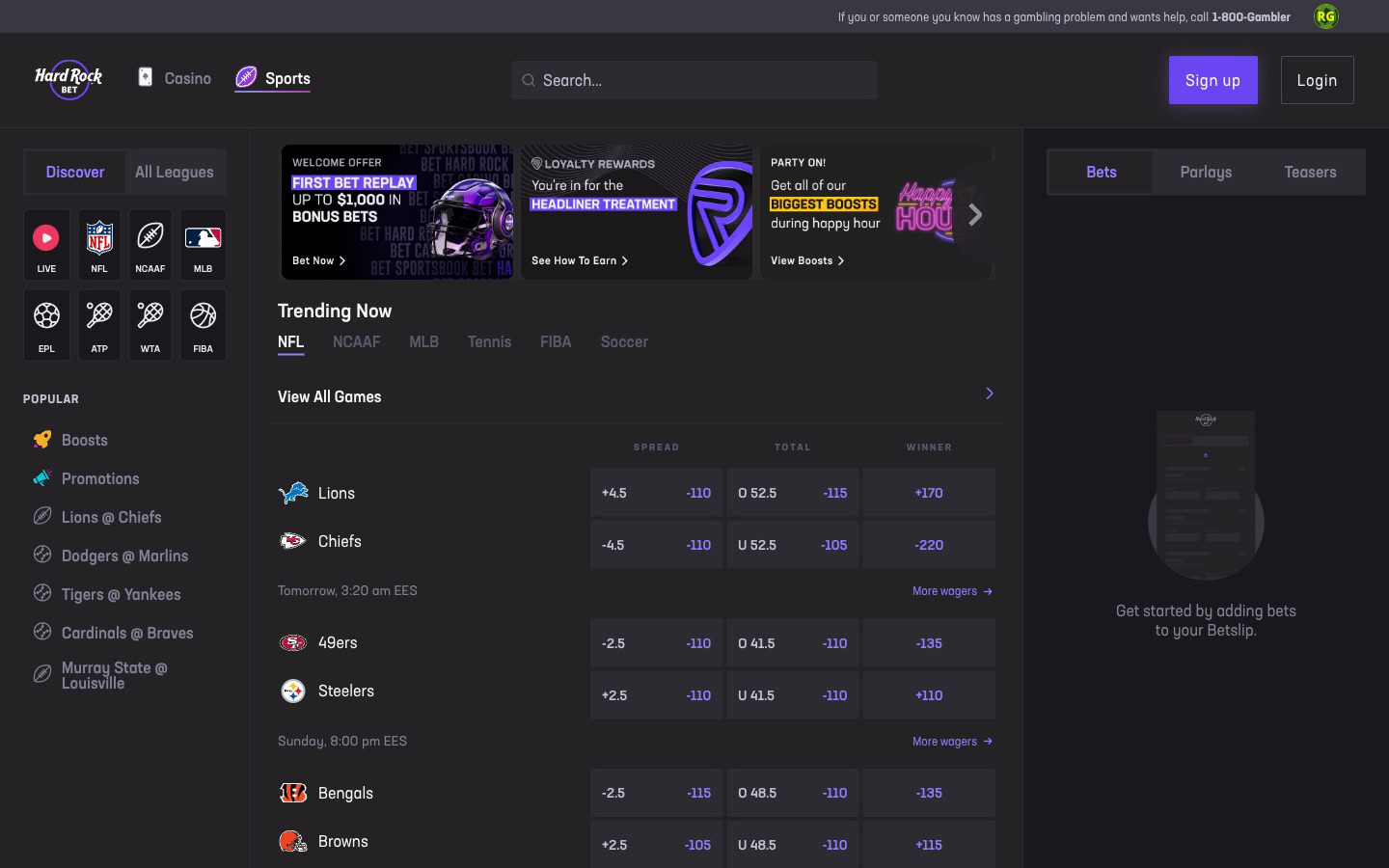 hard rock casino united states sports