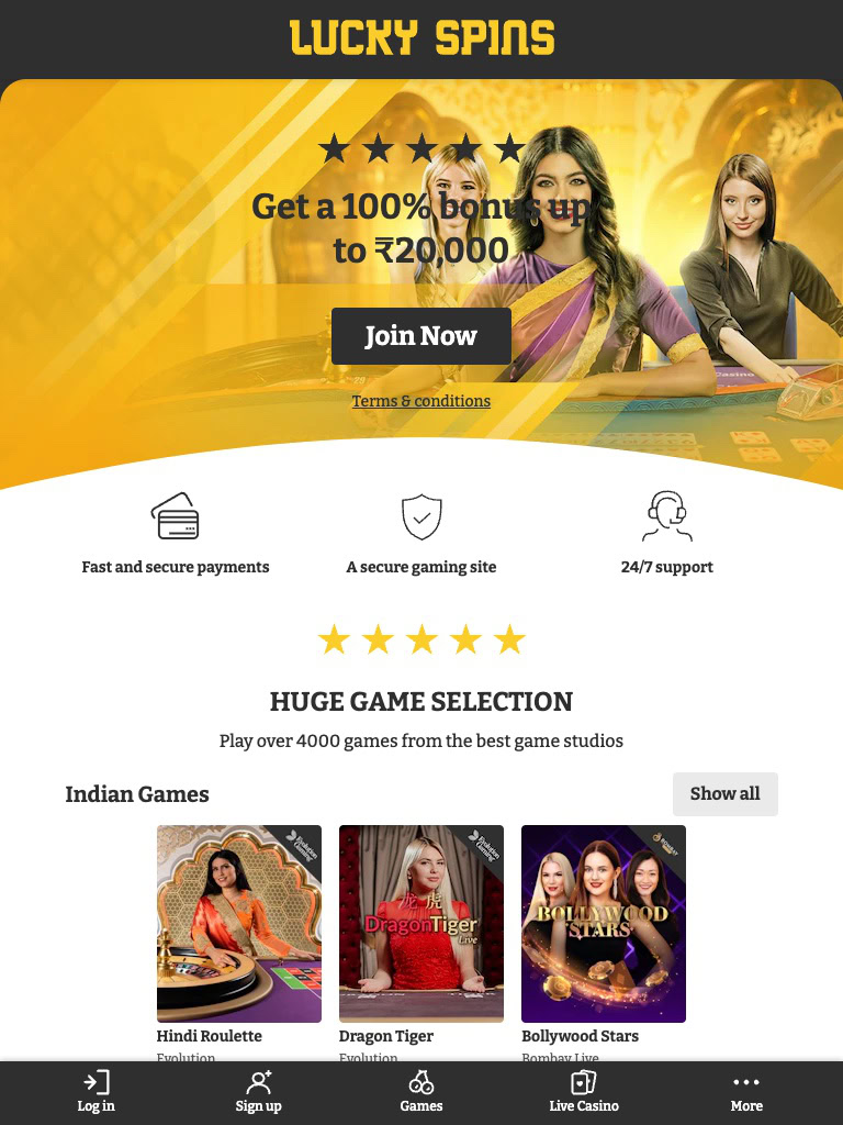 lucky spins india review tablet