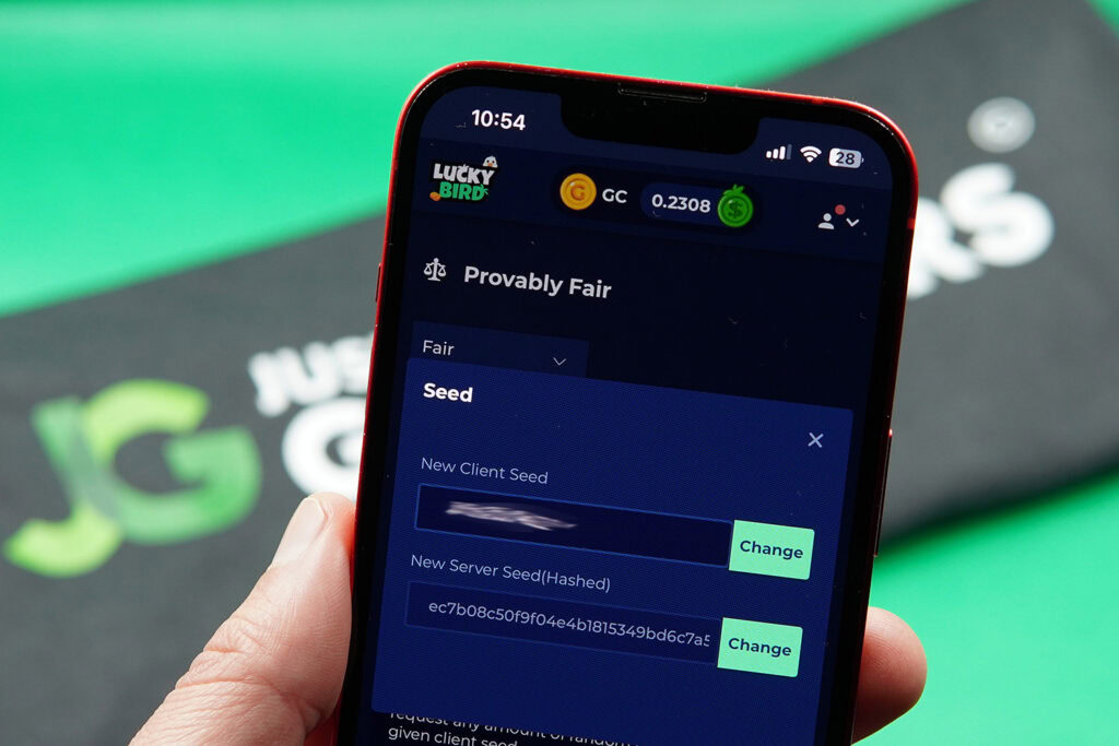 Photo of Patrik Lidin checking the seed phrase regarding Luckybird’s provably fair mechanism.