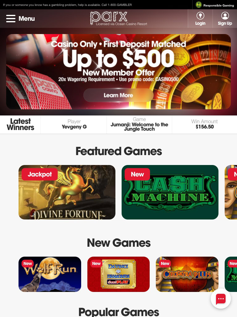 parx casino review tablet