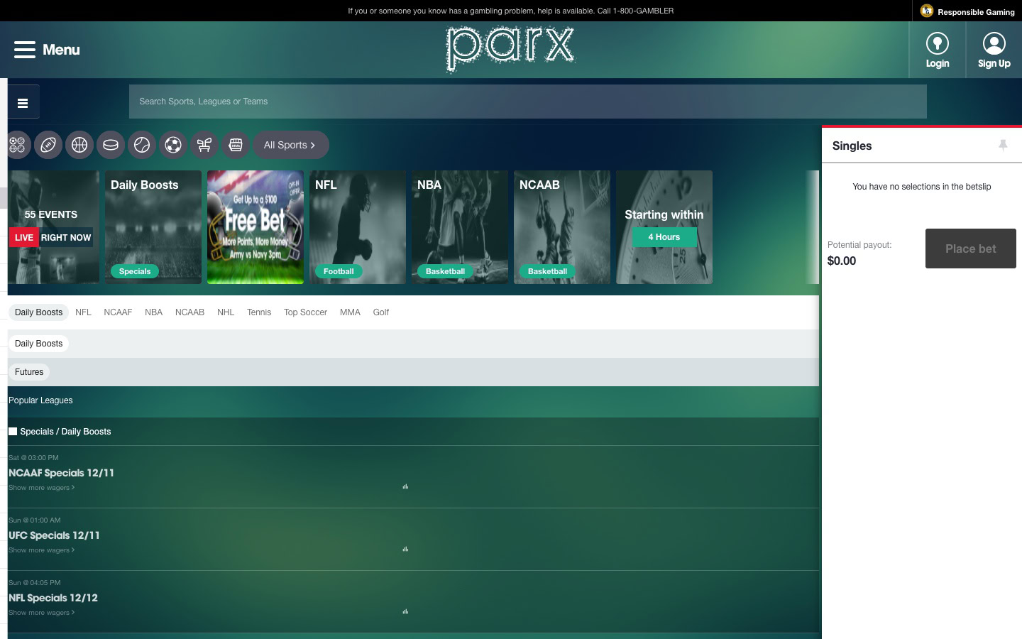 parx casino sports