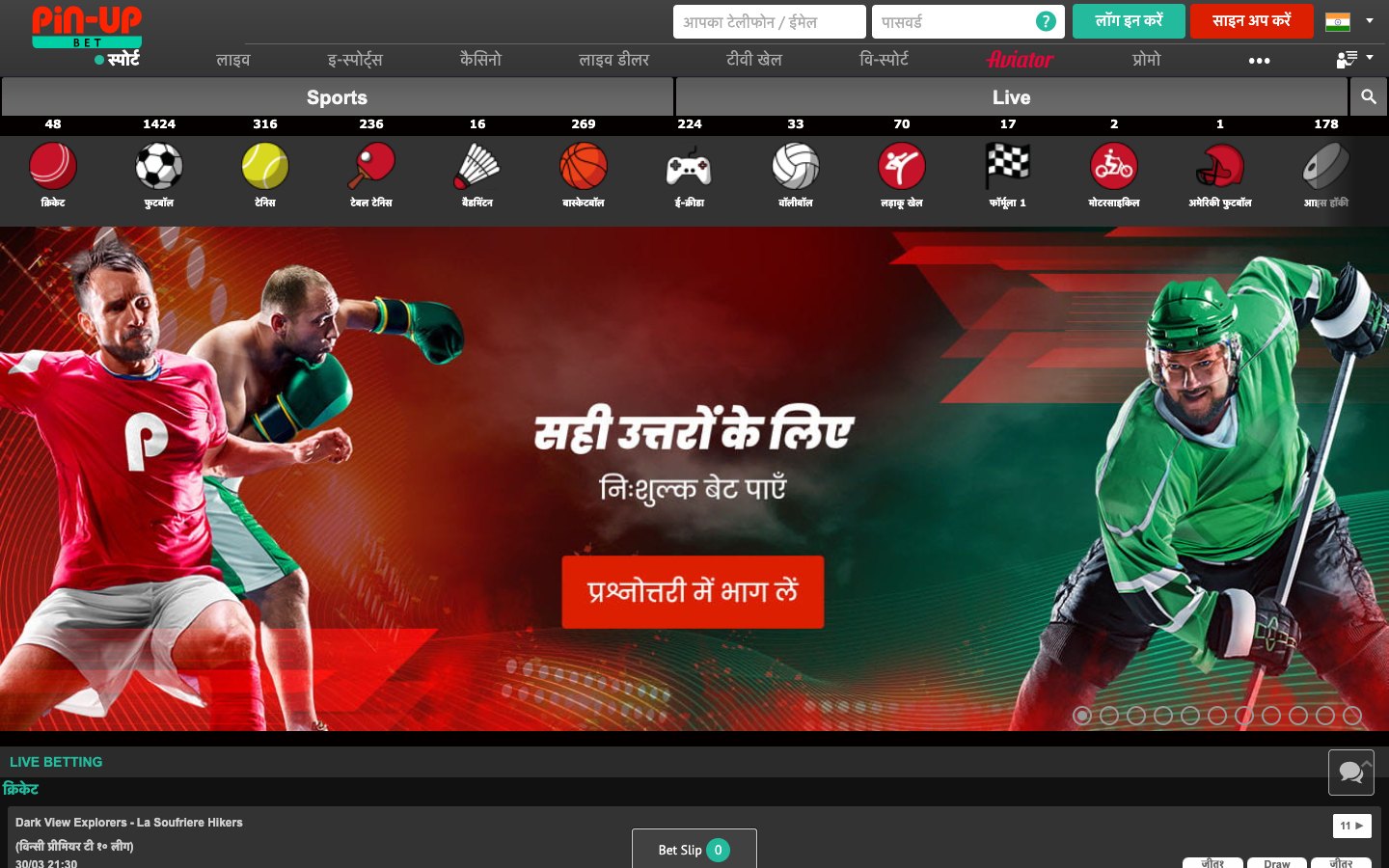 pin up bet india sports
