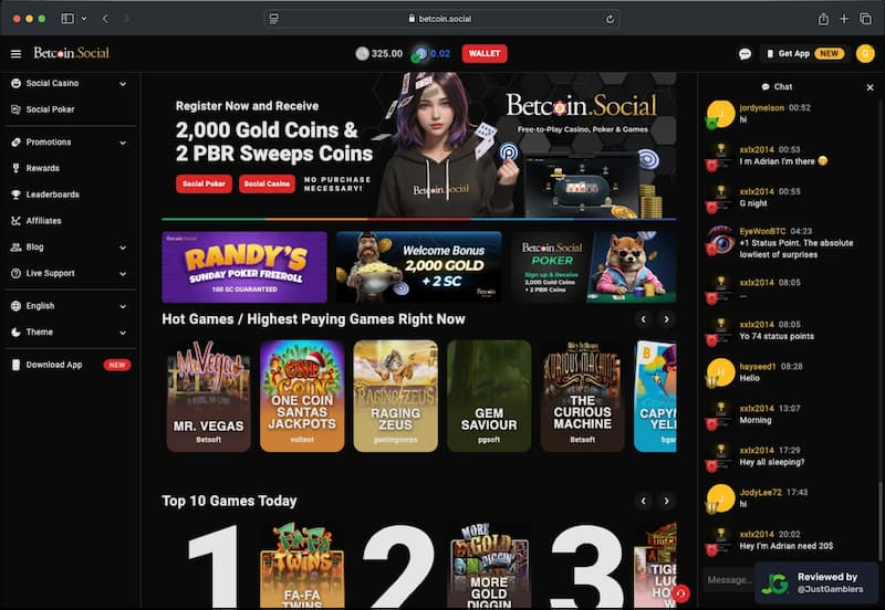Desktop screenshot of the starting page at Betcoin.Social..