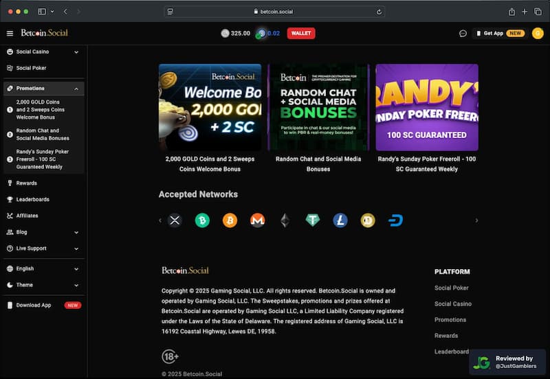 Desktop screenshot of the promo page at Betcoin.Social.