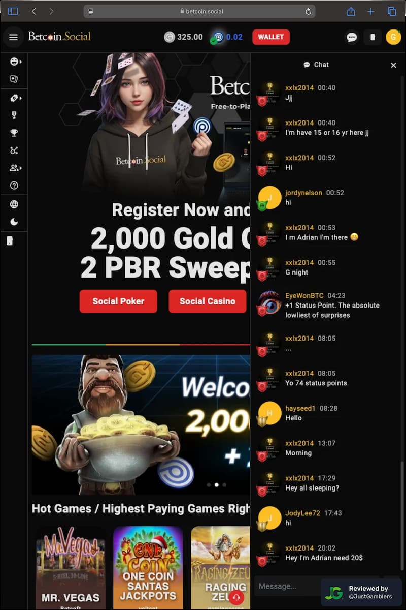 Tablet screenshot of the promo page at Betcoin.Social.