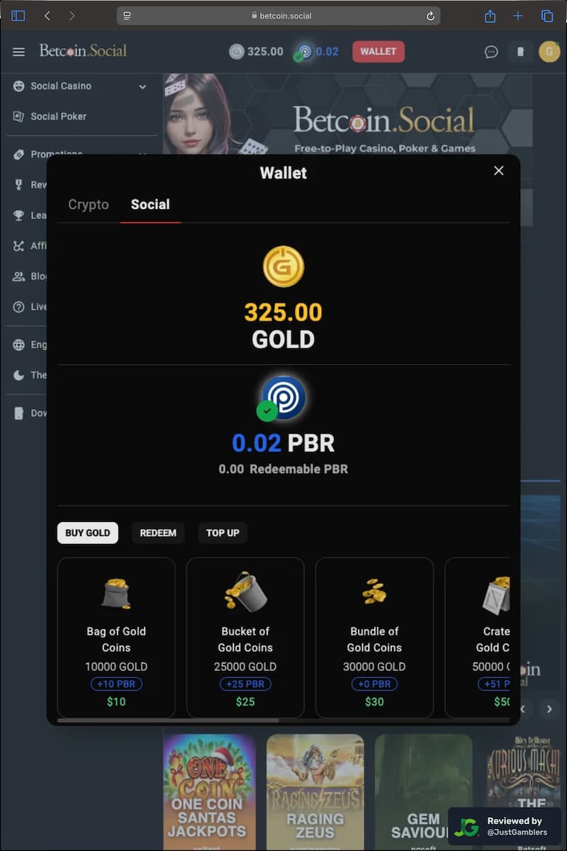 Tablet screenshot of the coin purchase process at Betcoin.Social.