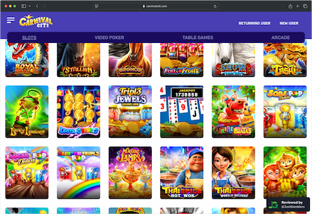Desktop screenshot of the game library at Carnival Citi.