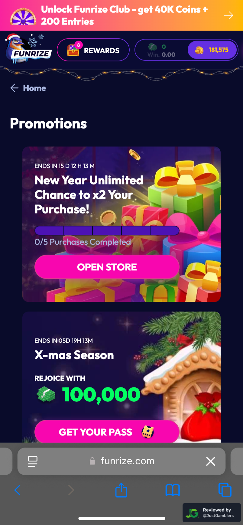 Mobile Screenshot of Funrize Promo Page