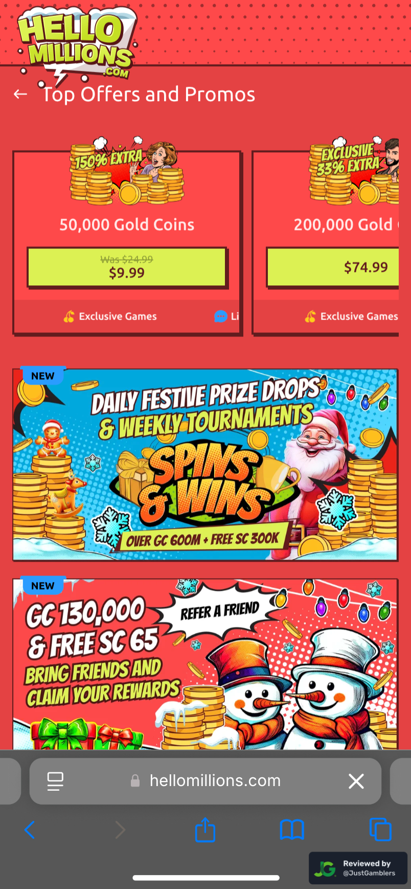 Mobile Screenshot of Hello Millions Promo Page