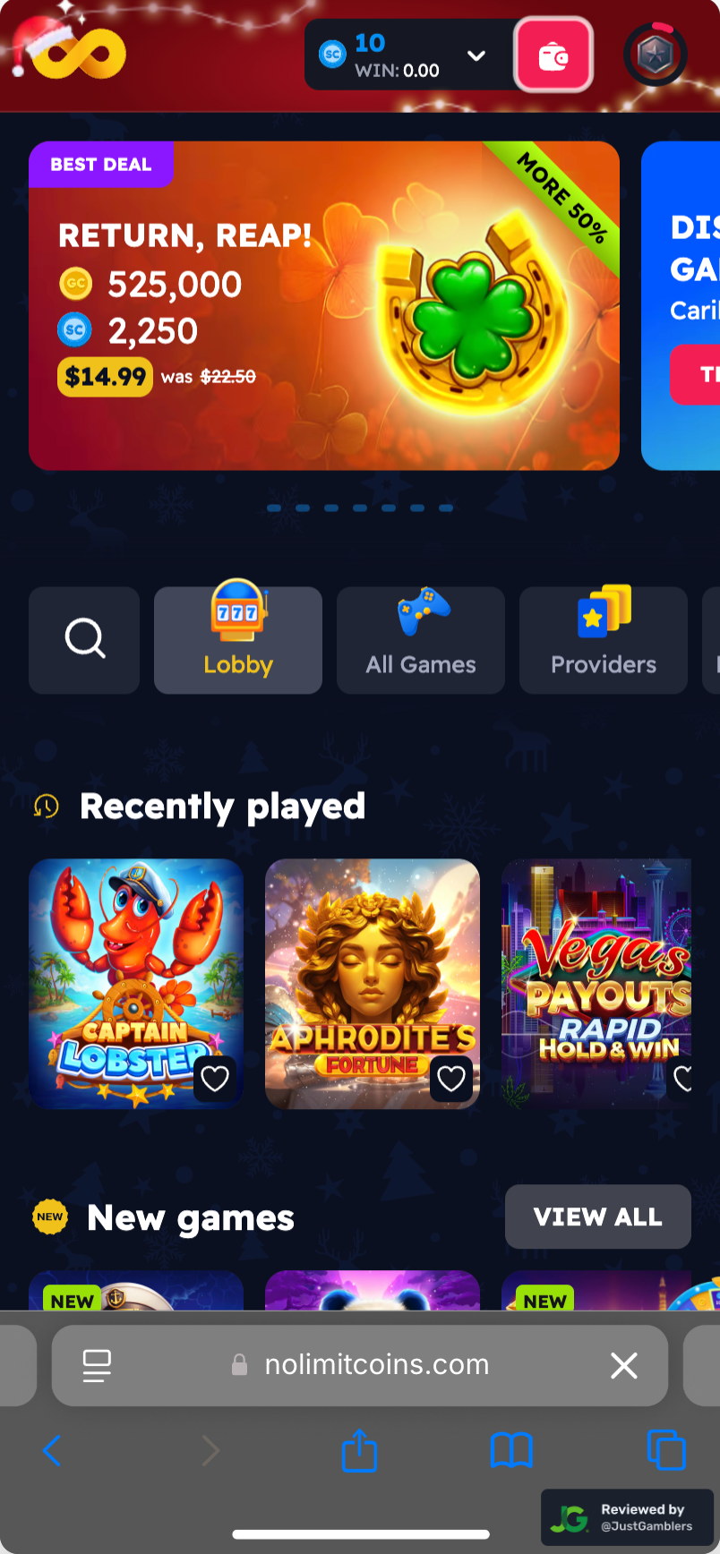 Mobile Screenshot of Nolimitcoins Starting Page