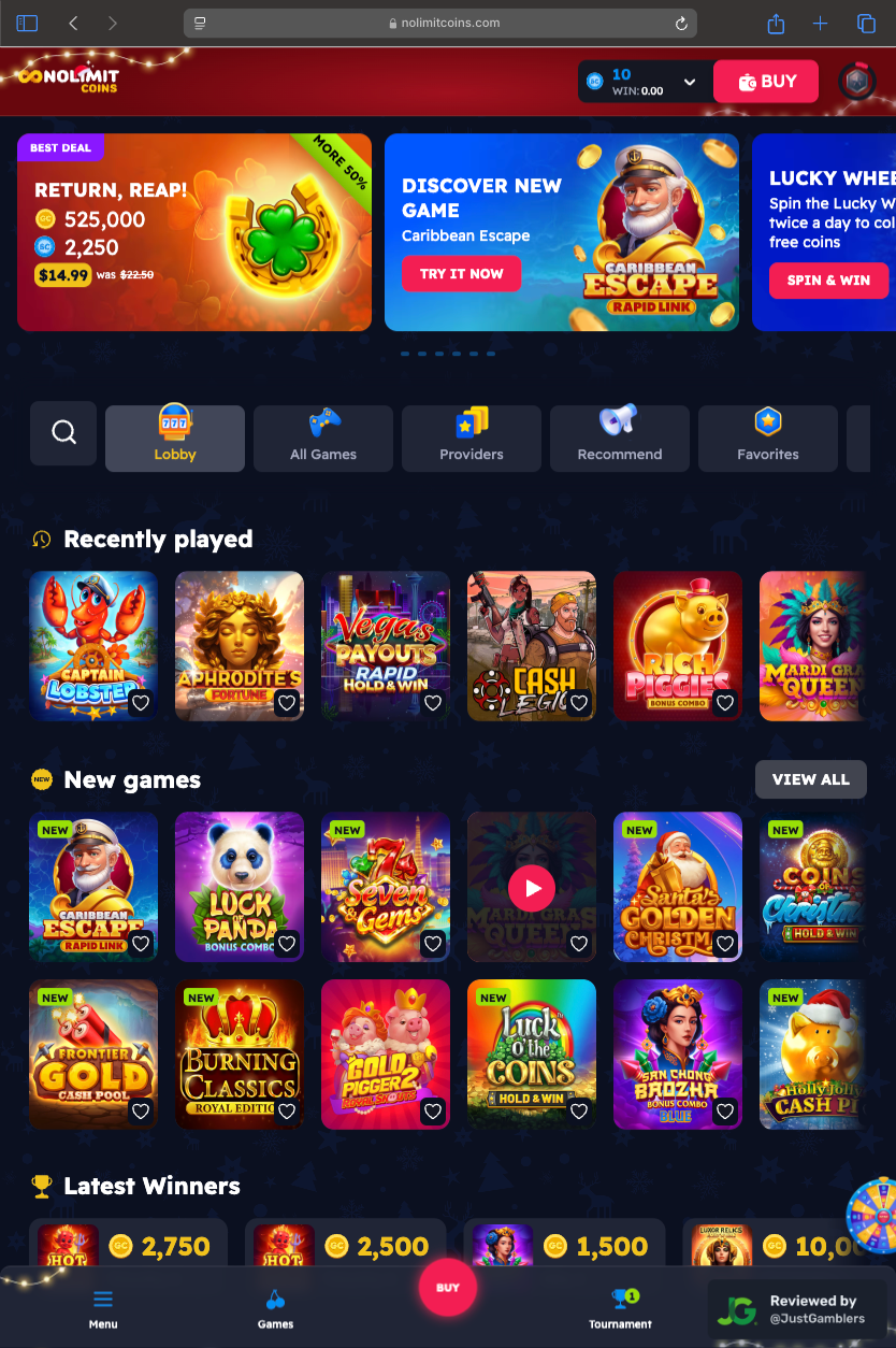 Tablet Screenshot of Nolimitcoins Starting Page