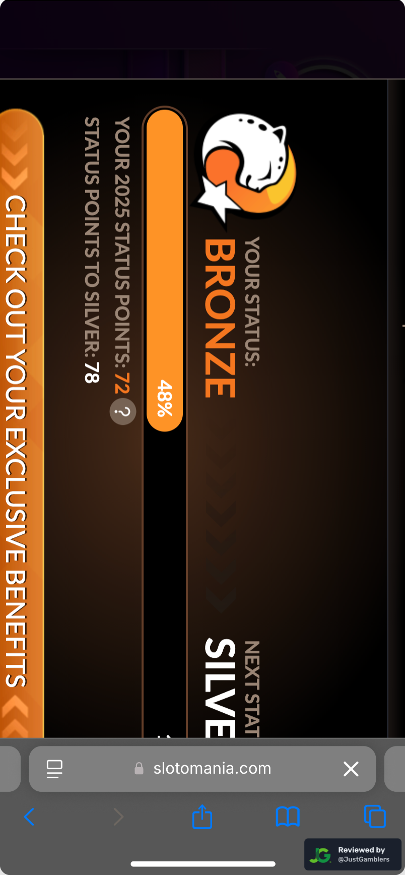 Mobile screenshot of the promo page at Slotomania.