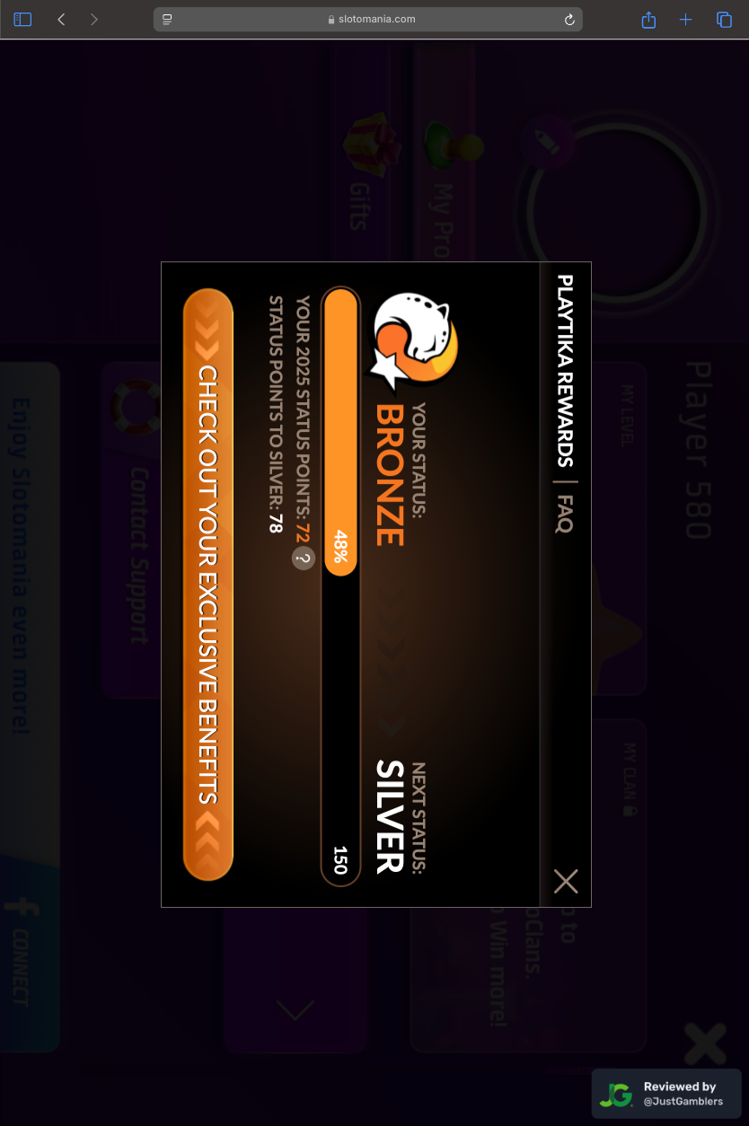Tablet screenshot of the promo page at Slotomania.