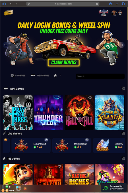 Tablet screenshot of the starting page at Stackr.