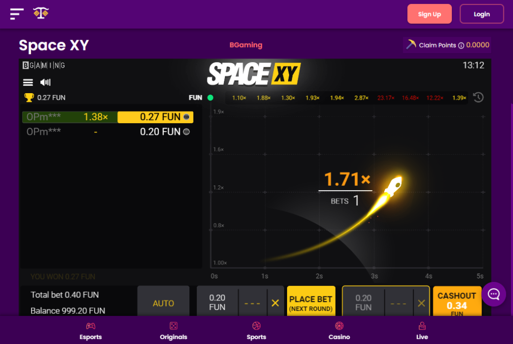 Space XY Trustdice Win